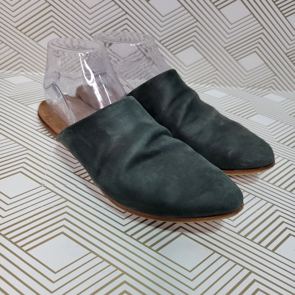 Toms Dark Green Suede Slip-On Mules